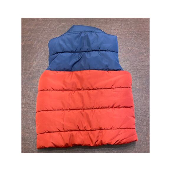 Puma Boys 5 Colorblock Puffer Vest Red Navy White Zip Front Winter Jacket - Picture 2 of 4